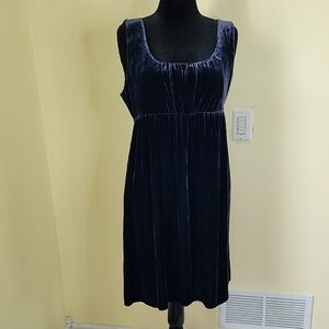 Gap navy blue empire waist silk rayon velvet Y2K dress